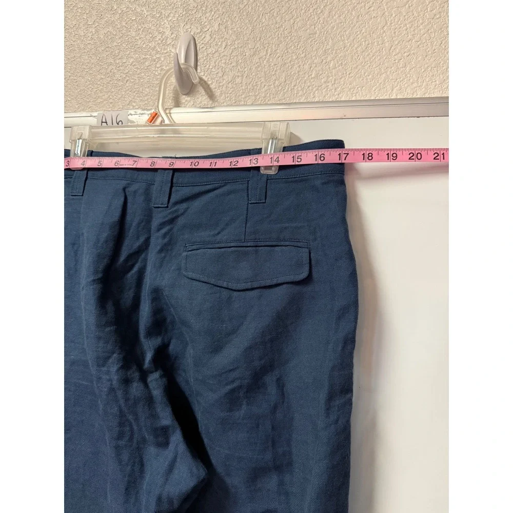 APC Rue Madame Paris Navy Linen Cotton Pleated Trousers Pants Size 48